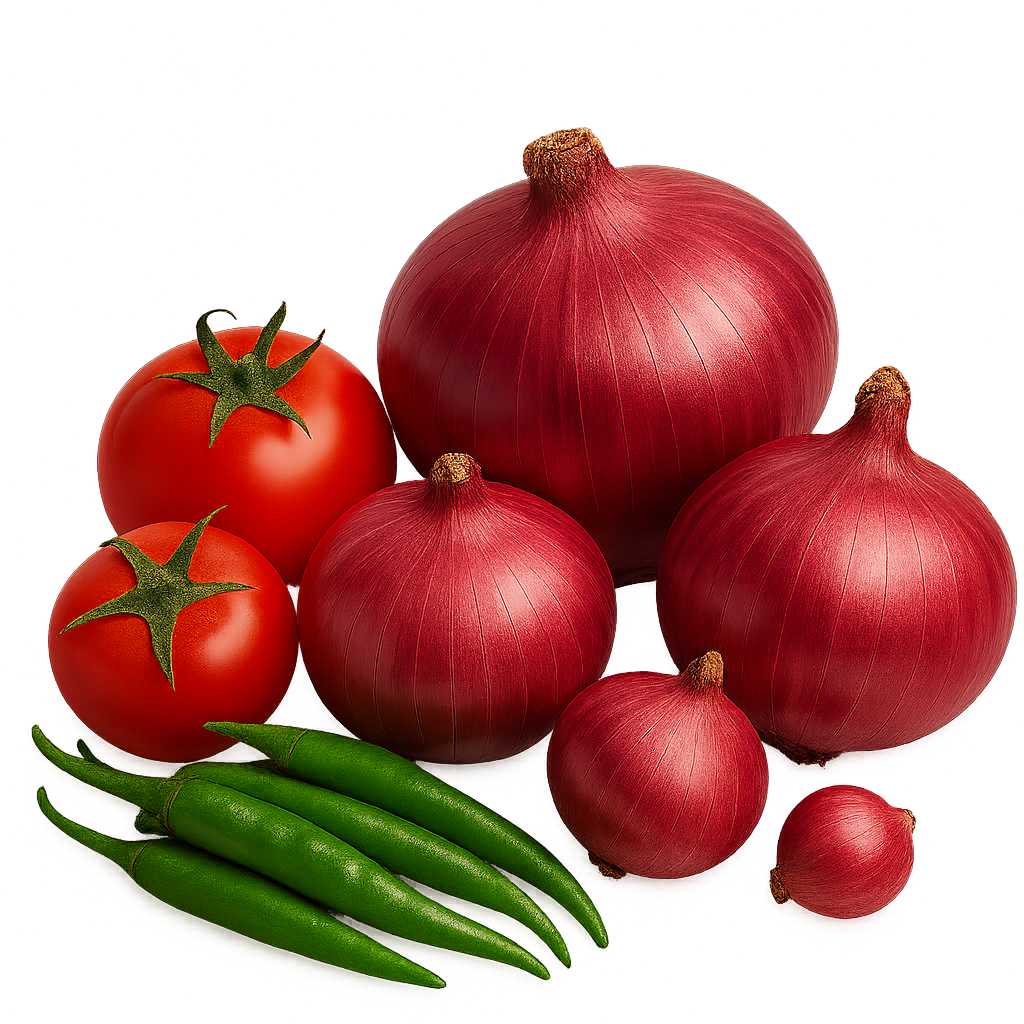 Fresh Indian onions and vegetables